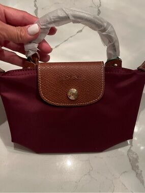 Longchamp Le Pliage Small Top-Handle Bag in Burgundy